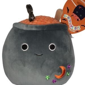 Original Squishmallows 5" Morrison Halloween Cauldron Gray/Orange Kellytoy NWT